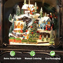 Village Snow Globe Christmas Decorations Gifts Auto Snowfall Glitter Music Collection Village Scene Train Tree Church Snowman with 6H Timer USB/Battery Powered 12 inch by CozyNest Decor