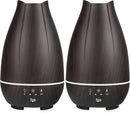 HealthSmart Essential Oil Diffuser, Cool Mist Humidifier and Aromatherapy Diffuser with 500ML Tank Ideal for Large Rooms, Adjustable Timer, Mist Mode and 7 LED Light Colors, Brown (Pack of 2) by TinyTreasures Baby Boutique