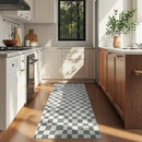 jinchan Runner Rug 2x6 Hallway Washable Modern Checkered Geometric Lattice Kids Bedroom Rug Indoor Floor Cover Non Slip Soft Carpet for Nursery Room Kitchen Laundry Room Home Grey