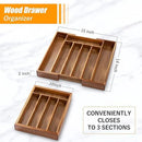 Bellsal Acacia Silverware Organizer Kitchen Drawer Organizer Expandable Bamboo Utensil Holder Cutlery Tray for Kitchen Utensil and Flatware Bedroom Office by CozyNest Decor