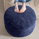 HIGOGOGO Round Stuffed Pouf Ottoman, Corduroy Poufs with Foam Chunk Filling, Furry and Fluffy Pouf Foot Stool Storage Ottoman, 20 X 15 Floor Poufs Foot Rest for Living Room, Navy by CozyNest Decor