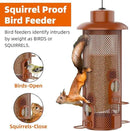 Metal Squirrel Proof Bird Feeder,Bird Feeders for Outdoors,Weight Activated Squirrel Proof Wild Bird Feeders with Finch Cardinal Chickadee,Large Capacity,Weatherproof and Durable,Reddish Brown by GreenHaven Gardens
