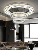 Flashing God Large Crystal Chandelier Dia 48" Silver Chandelier Flush Mount Ceiling Light for Bedroom Living Room Dining Room Hallway Dimmable 3 Rings LED Celing Lighting Fixtures by CozyNest Decor