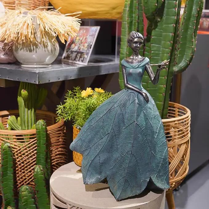 Guichifun Fairy Statue Collection Home Decoration - Leaf Angel Girls with Dragonfly Resin Home Decor for Outside or Inside Rustic Garden Outdoor Yard Decorations Figurines Gift 12 x 8.5 x 18 Inch, photo 5 of 7