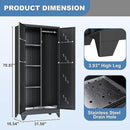 Metal Garage Storage Cabinet with Locking Doors, 71" Tall Broom Closet Storage Cabinet, Heavy Duty Garage Organization Cabinets, Steel Cabinet with Hanging Rod, Assembly Required by CozyNest Decor