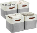DECOMOMO Storage Cubes, 12x12 Storage Bins, Baskets for Shelves (Grey & White, Cube 12" - 4 Pack) by CozyNest Decor