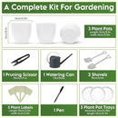 Indoor Garden Kit - Plant Pots with Drainage, Watering Can & Tools - Ideal Windowsill Planter Set - Modern Home & Kitchen Decor Gift - White