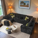 ovios Sectional Cloud Couch for Living Room, Modular Floor Sofa with Plush Corduroy, No Assembly Required, Big Comfy Couches Set with Fluffy Memory Foam, Stupendous U Shaped Sofas with Chaise, Beige by CozyNest Decor