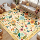 Floral 9x12 Area Rug Machine Washable Soft Print Boho Carpet Non Slip Doormat Low Pile Flower Area Rugs for Living Room Bedroom Nursery Kitchen Dining Room Indoor-Ivory/Yellow by TinyTreasures Baby Boutique