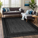 Beverly Rug Large Outdoor Rug 9x12 Modern Bordered Area Rugs for Indoor and Outdoor Patio Deck Porch Garden Waterproof Weather Sun Resistant Washable Outside Carpet (9 x 12 Black) by CozyNest Decor