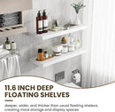36 Inch Floating Shelves, 12 Inch Deep Floating Shelves for Wall, Floating Shelf with Invisible Brackets, Large Deep Wall Shelves for Bathroom, Bedroom, Living Room, 2 Pack, White by CozyNest Decor