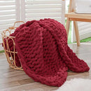Bigacogo Chunky Knit Throw Blanket for Couch, 40x40 inches, 100% Hand Knitted with Thick Jumbo Chenille Yarn, Cozy Soft Large Rope Knot Cable Crochet Blankets for Sofa Bed Living Room, Red by CozyNest Decor