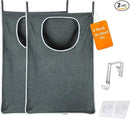 Hanging Laundry Bag with Over Door Hooks, Laundry Hamper and Space Saving Laundry Bag with Zipper, Hanging Hamper for Clothes, Toys, Towels, ...（36"x 22",Grey-2Pack) by CozyNest Decor