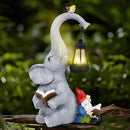 Solar Outdoor Garden Statues Lights, Elephant Figurines with Cute Gnome Garden Sculpture Decor, Luck Elephant Gifts for Woman Mother or Daughter, Unique Housewarming Gifts and Yard Decor by GreenHaven Gardens