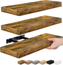Sorbus Floating Shelves for Wall, Bathroom Shelves Wall Mounted for Kitchen, Bedroom, Bathroom Storage Over Toilet, Hanging Book Shelf for Wall Home Decor Living Room (Rustic Brown, 3 Pack) by CozyNest Decor