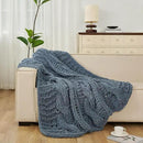 Esterra Chunky Knit Blanket Throw 50"x60", 100% Hand Knitted Chenille Throw Blanket, Cozy Soft Thick Cable Knit Throw Large Rope Knot Crochet Throw Blanket for Sofa Couch Bed, Blue Mirage by CozyNest Decor