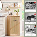 Modern Tilt-Out Trash Can Cabinet, 10 Gallon Fluted Laundry Hamper Cabinet with Drawers, Wooden Hidden Garbage Can Cabinet w/Storage Basket, Free Standing for Kitchen & Living Room,Natural Oak by CozyNest Decor