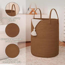 Large Woven Laundry Basket Hamper,80L Cotton Rope Storage Bin for Blankets,Toys and Clothes,Decorative Tall Nursery Hamper for Living Room,Baby Nursery,Bathroom and Bedroom,Golden Jute by CozyNest Decor