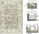 jinchan Washable Area Rug 4x6 Ultra-Thin Low Pile Non Slip Stain Resistant Soft Faux Wool Floral Rug Distressed Boho Vintage Carpet for Bedroom,Living Room,Dining Room,Kitchen,Nursery(Taupe, 4' x 6') by TinyTreasures Baby Boutique
