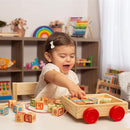 Building Blocks for Toddlers 1-3 Years Old, 30 Large Stackable Wooden Baby Blocks with Alphabet and Number Icons on Every Side, Toy Wagon Included by TinyTreasures Baby Boutique