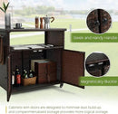Wicker Outdoor Bar Cart - Brown Patio Console Storage Table Buffet Cabinet Serving Kitchen Cart with Wheels for Outside Backyard by CozyNest Decor