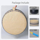 Outdoor Inflatable Ottoman with Air Pump, Embroidery Patio Footrest Stool D21”x H9”, Round Pouf Ottoman with Portable Handle Suitable for Garden, Camping, Bedroom, Living Room by CozyNest Decor