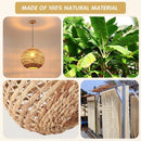Boho Pendant Lights Kitchen Island Rattan Lights Fixture for Dining Room 15.8" Hand-Woven Chandelier Weaving Hanging Ceiling Light for Restaurant Living Room Bedroom Foyer Hallway by GreenHaven Gardens
