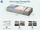 2-Pack Under Bed Storage Containers, 8 Inches Tall Underbed Clothes Storage Organizer Bin with Sturdy Sidewalls/Bottom, Under the Bed Storage Bags 2 Storage Bins, Light Grey by CozyNest Decor