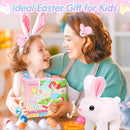 Hopping Plush Bunny Easter Interactive Toys for Kids,Can Wagging Tail and Twitching Nose with Remote Control Leash,Easter Eggs and Decorations,Easter Christmas Birthday Gift for Toddlers by TinyTreasures Baby Boutique