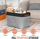 DULLEMELO Fabric Storage Bins - Decorative Large Baskets for Home Shelves & Bedroom, Canvas Toy Organizers (Black & Gray) by TinyTreasures Baby Boutique