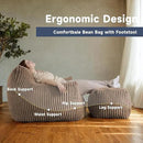 Giant Bean Bag Chairs for Adults, Oversized Chaise Lounge Chair Indoor with Memory Foam - Plush Boneless Lounger & Ottoman for Bedroom, Living Room, Gaming & Reading, Lazy Floor Sofa Chair, Khaki by CozyNest Decor