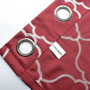 MIUCO Moroccan Embroidered Semi Sheer Curtains Faux Linen Grommet Curtains for Living Room 52 x 63 Inch 2 Panels, Burgundy by CozyNest Decor