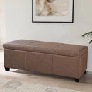 BELLEZE 47 Inch Storage Ottoman, Faux Leather Storage Bench Bedroom Bench with Safety Close Hinge, Ottoman with Storage for Living Room, Entryway, Hallway, Foot Rest, Support 300lbs - Rustic Brown by CozyNest Decor