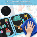 Erasable Doodle Set for Kids - Reusable Magic Drawing Book with 12 Watercolor Pens 14 Page Drawing, Road Trip Car Game Writing Painting Set for Boys and Girls (Zoo) by TinyTreasures Baby Boutique