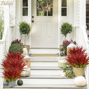 6Pcs Artificial Grass Fake Plants 17.3in Outdoor Plants UV Resistant Greenery Stems Fake Grass for Home Window Garden Office Patio Pathway Front Porch Christmas Décor Light Green & Red by GreenHaven Gardens