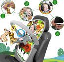Car Seat Toys for 6-12 Months - Musical Pedal Piano with Baby Mirror, Squeaky Sensory Soft Animal Toys for Rear Facing Carseats by TinyTreasures Baby Boutique