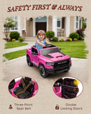 Licensed Ram 1500 12V Ride on Toys, Kids Ride on Car with Remote Control, Electric Vehicle for Toddler with Smooth Start, Pickup Truck Bed Storage, Spring Suspension, Aux Port (Pink) by TinyTreasures Baby Boutique