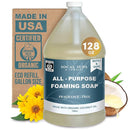 SoCal Suds & Company 128oz Certified Organic Foaming Hand & Body Wash - Gentle Natural Body,Baby & Face Wash for Sensitive Skin, Moisturizing All-Purpose Foaming Soap & More - Fragrance Free by TinyTreasures Baby Boutique