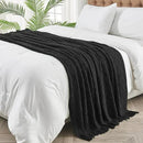 inhand Knitted Throw Blankets for Couch and Bed, Soft Cozy Knit Blanket with Tassel, Black Lightweight Decorative Blankets and Throws, Farmhouse Warm Woven Blanket for Men and Women, 60"x80" by CozyNest Decor