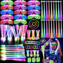148 PCS Glow in the Dark Party Supplies, 16 Fiber Optic Wands, 14 LED Glasses, 100 Glow Sticks and 18 LED Hair Clips Fiber Optic for Neon Party, Wedding, Birthday, Concert, New Year by TinyTreasures Baby Boutique