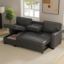 EBELLO Convertible Sleeper Sofa 3 in 1, Faux Leather Modern L-Shaped Couches for Living Room, Pull Out Sectional Futon Sofa Bed with Storage Space, USB Ports and Cup Holders for Bedroom by CozyNest Decor
