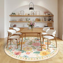 Floral 8ft Area Rug Machine Washable Soft Print Boho Carpet Non Slip Doormat Low Pile Flower Area Rugs for Living Room Bedroom Nursery Kitchen Dining Room Indoor-Beige/White/Orange by TinyTreasures Baby Boutique