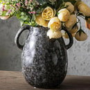 Ceramic Modern Farmhouse Vase with 2 Handles, Black Ceramic Vases for Home Decor, Rustic Pottery Vase, Decorative Terracotta Flower Vase, Boho Clay Vase for Table Living Room Shelf Mantel Decor by GreenHaven Gardens
