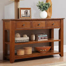 Farmhouse Wood Entry Console Table 48-Inch Modern Sofa Entryway Table with Drawers and Storage Shelves for Entrance Living Room (Brown) by CozyNest Decor