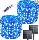 Solar String Lights Outdoor, 2-Pack Total 80FT 200 LED Solar Christmas Twinkle Lights Outside Waterproof Copper Wire 8 Modes Solar Fairy Lights for Garden Tree Party Birthday Christmas Decor (Blue) by GreenHaven Gardens