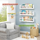 24 Inch White Wall Bookshelf for Kids Room, Floating Nursery Book Shelves Wall Mounted with Lip and Hanging Rod for Baby Girl Boy Bedroom, Large Corner Hanging Children Bookshelves -Set of 3 by TinyTreasures Baby Boutique