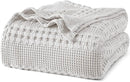 PHF 100% Cotton Waffle Weave Blanket Queen Size, Soft Lightweight Breathable Cozy Summer Blankets for Bed, Luxury Aesthetic Woven Bedding for Home Decor, 90"x90", Light Grey by CozyNest Decor