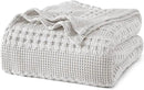 PHF 100% Cotton Waffle Weave Blanket Twin Size, Soft Lightweight Breathable Cozy Summer Blankets for Bed, Luxury Aesthetic Woven Bedding for Home Decor, 66"x90", Light Grey by CozyNest Decor