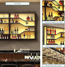 118in Wall Mounted Wine Rack with LED Light, 5-Tiers Liquor Bottles Display Shelf with Glasses Holder, Metal Home Bar Shelves with Industrial Iron Frame for Kitchen (Black, 118in/9.84ft) by CozyNest Decor