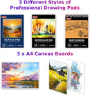 iBayam Arts and Crafts Kits for Kids Teens Girls Boys Adult, 195-Pack Deluxe Art Set Box with 3 PCS Drawing Pads, Canvases, Acrylic Painting, Drawing & Art Supplies for Pumpkin, Halloween, Christmas by TinyTreasures Baby Boutique